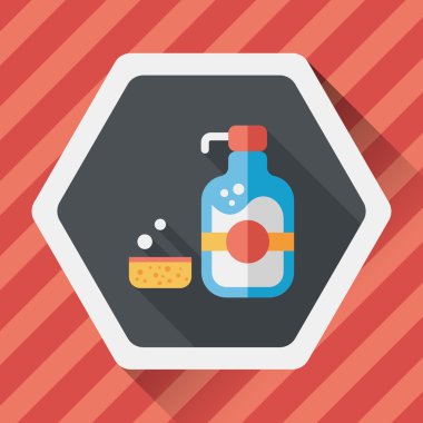 Uzun Gölge, eps10 ile mutfak eşyaları çanak sabun düz simgesi