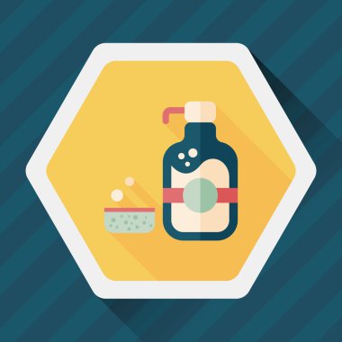 Uzun Gölge, eps10 ile mutfak eşyaları çanak sabun düz simgesi