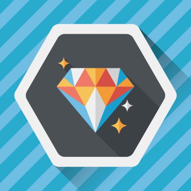 Elmas yüzük düz simgesi ile uzun gölge, eps10 teklif