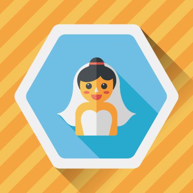 Gelinin düz ikonu, uzun gölgeli, eps10