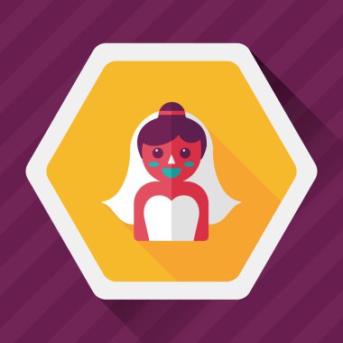 Gelinin düz ikonu, uzun gölgeli, eps10