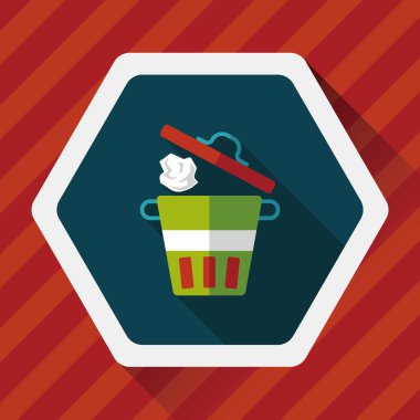 Uzun Gölge, eps10 ile mutfak eşyaları çöp düz simgesi