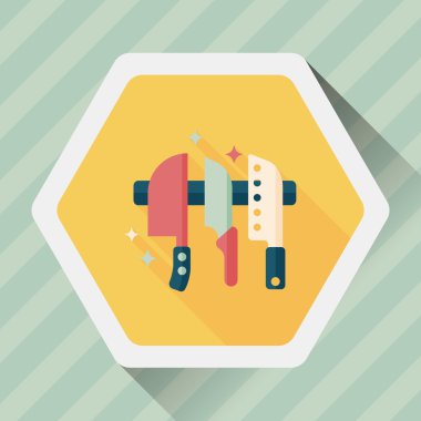 Uzun Gölge, eps10 ile mutfak eşyaları bıçak düz simgesi