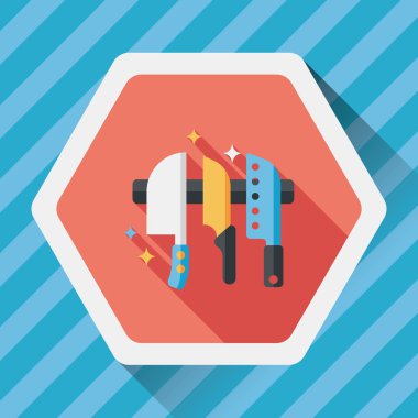 Uzun Gölge, eps10 ile mutfak eşyaları bıçak düz simgesi