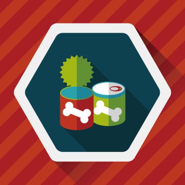 Evde beslenen hayvan köpek maması can düz uzun gölge, eps10 simgesi