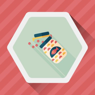 Uzun Gölge, eps10 düz simgesiyle beslemek evde beslenen hayvan balık