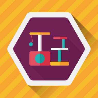 Evde beslenen hayvan kedi ağaç uzun gölge, eps10 düz simgesiyle