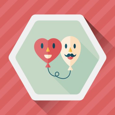 Uzun Gölge, eps10 ile Sevgililer günü ballons düz simgesi