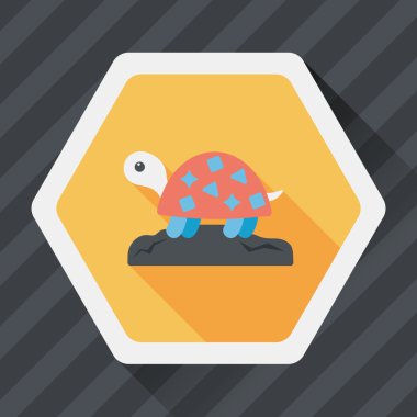 Evde beslenen hayvan kaplumbağa uzun gölge, eps10 düz simgesiyle