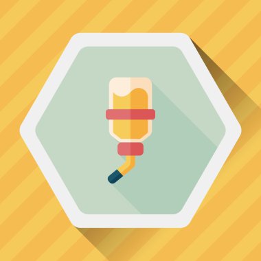 Evde beslenen hayvan su şişe uzun gölge, eps10 düz simgesiyle içme