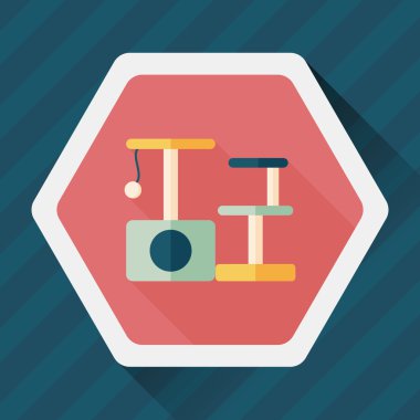 Evde beslenen hayvan kedi ağaç uzun gölge, eps10 düz simgesiyle