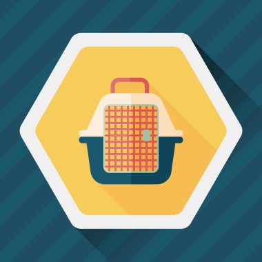 Uzun Gölge, eps10 ile evde beslenen hayvan seyahat kafes düz simgesi