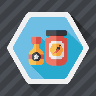 Uzun Gölge, eps10 ile mutfak eşyaları acı sos düz simgesi