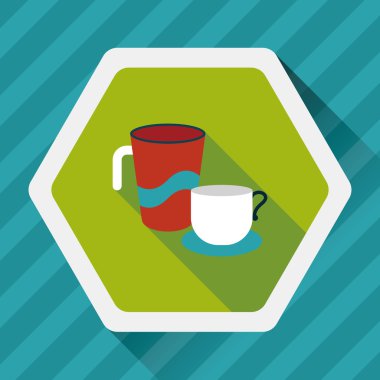 Uzun Gölge, eps10 ile mutfak eşyaları Kupası düz simgesi