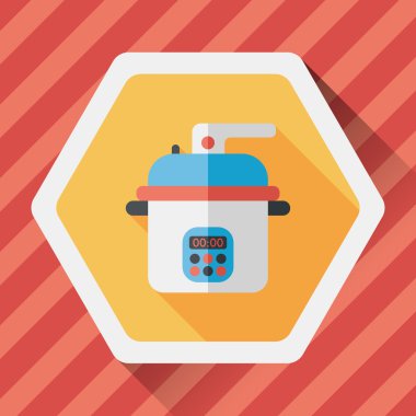 mutfak eşyaları pirinç Ocak düz simgesiyle uzun gölge, eps10