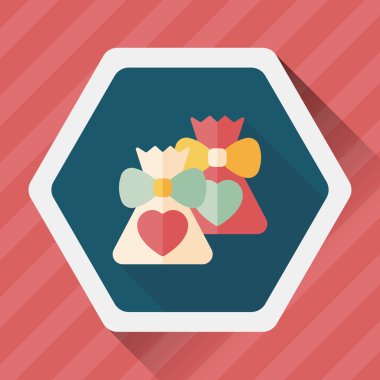 Düğün hediye düz simgesi ile uzun gölge, eps10