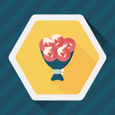 Sevgililer Günü çiçekleri uzun gölgeli düz ikon, eps10