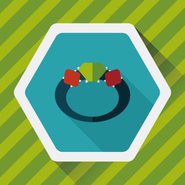 Elmas yüzük düz simgesi ile uzun gölge, eps10 teklif