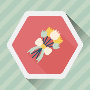 Düğün Çiçek düz simgesi ile uzun gölge, eps10