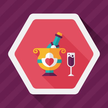 düğün şampanyası uzun gölgeli düz ikon, eps10