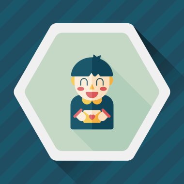 Uzun Gölge, eps10 ile Sevgililer günü çocuk düz simgesi