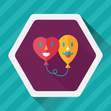 Uzun Gölge, eps10 ile Sevgililer günü ballons düz simgesi