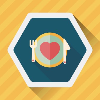 Sevgililer günü uzun gölge, eps10 düz simgesiyle