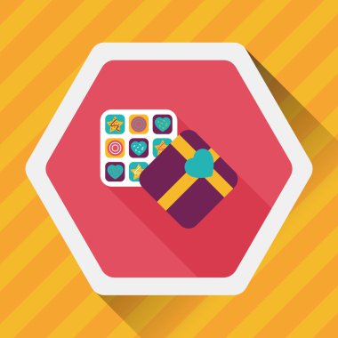 Uzun Gölge, eps10 ile Sevgililer günü çikolata düz simgesi