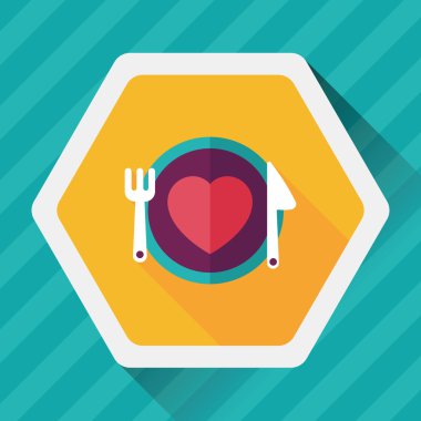 Sevgililer günü uzun gölge, eps10 düz simgesiyle