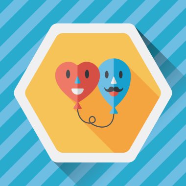 Uzun Gölge, eps10 ile Sevgililer günü ballons düz simgesi