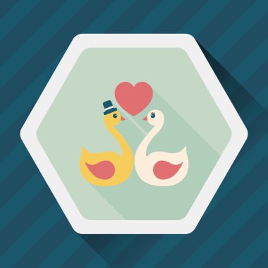 Düğün kuğu düz simgesi ile uzun gölge, eps10