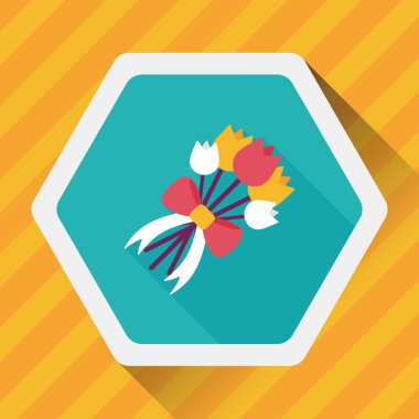 Düğün Çiçek düz simgesi ile uzun gölge, eps10