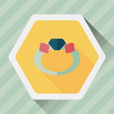 Elmas yüzük düz simgesi ile uzun gölge, eps10 teklif