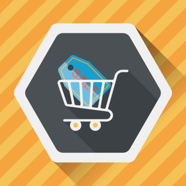Uzun Gölge, eps10 ile alışveriş sepeti düz simgesi