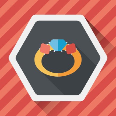 Elmas yüzük düz simgesi ile uzun gölge, eps10 teklif