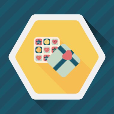 Uzun Gölge, eps10 ile Sevgililer günü çikolata düz simgesi