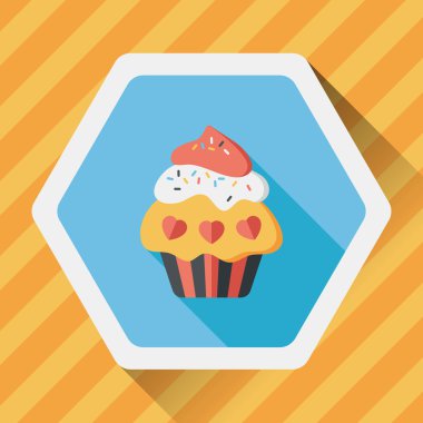 Uzun Gölge, eps10 ile Sevgililer günü cupcake düz simgesi