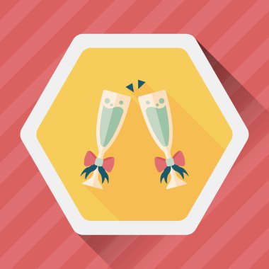 Uzun Gölge, eps10 ile Sevgililer günü şampanya düz simgesi