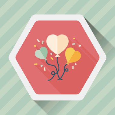 Düğün ballons düz simgesi ile uzun gölge, eps10