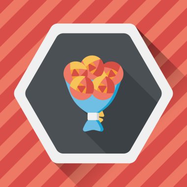 Sevgililer Günü çiçekleri uzun gölgeli düz ikon, eps10