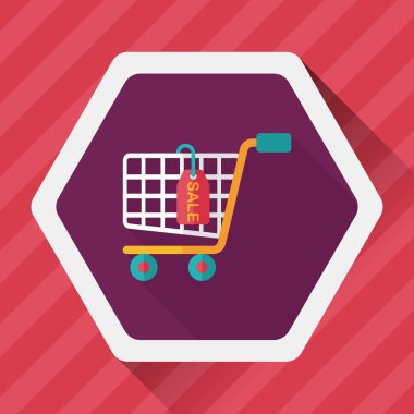 Uzun Gölge, eps10 ile alışveriş sepeti düz simgesi