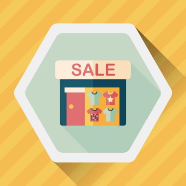 Satılık Mağaza uzun gölge, eps10 düz simgesiyle