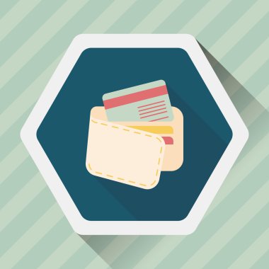 Uzun gölgeli alışveriş cüzdanı simgesi, eps10