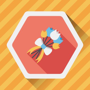 Düğün Çiçek düz simgesi ile uzun gölge, eps10