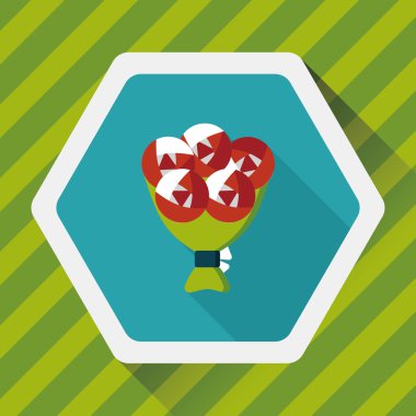 Sevgililer Günü çiçekleri uzun gölgeli düz ikon, eps10