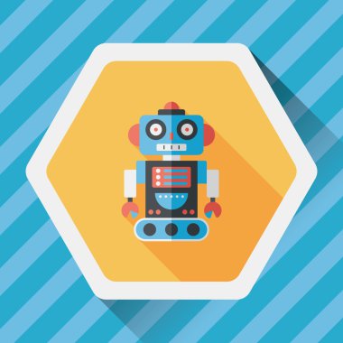 Robot kavramı uzun gölge, eps10 düz simgesiyle