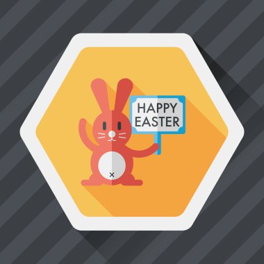 Paskalya tavşanı düz simgesi ile uzun gölge, eps10