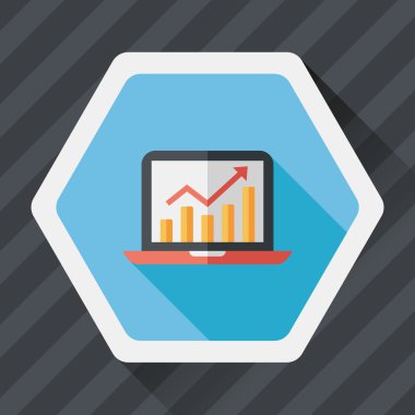 iş grafik düz simgesini uzun gölge, eps10 ile