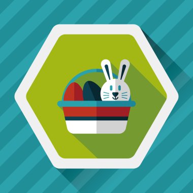 Paskalya tavşanı düz simgesi ile uzun gölge, eps10