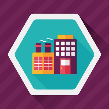 Uzun gölge ile gökdelenler düz simgesi